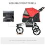 One-click Folding Pet Stroller Dog/Cat Travel Carriage with Adjustable Canopy, Cupholder, Storage Basket, Red Image 5