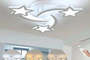 Dimmable LED Ceiling Lights, 30W Modern Acrylic Ceiling Lamp, 3-Star Shape Chandelier Lighting Fixture with Remote Control for Children Room Living Room Bedroom Kitchen, Diameter 53cm