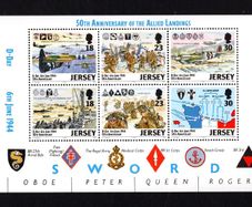 1994 Jersey 50th Anniversary of D-Day Commemorative Stamps Booklet Pane for Sword Beach Mint Never Hinged (MNH)