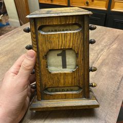 antique wooden perpetual calendar