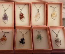 white metal home made tree of life necklaces