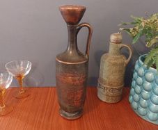 Amazing Vintage and Rare Solid Bronze or Copper Museum Quality Replica of a Greek Lekythos Vessel with a Lovely Patina of Verdigris Oxidisation