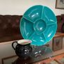 Confetti Serving Dish Teal Green by  Aluminia Royal Copenhagen Denmark 1950s Image 3