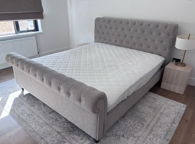 Grey Upholstered Super King Bed Frame