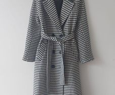 POCO black & white houndstooth belted wrap coat
