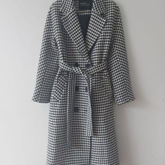 POCO black & white houndstooth belted wrap coat