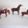 3 Vintage Small Swatow China Treacle Glazed Horses 1940 Image 2