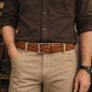 Unisex Genuine Leather Tooled Belt Vintage Floral Western Leather Belt Image 7