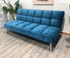 Blue velvet Folding 3-Seater Sofa Bed Free delivery