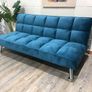 Blue velvet Folding 3 Seater Sofa free delivery Image 3