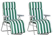 2Pc Folding Sun Loungers Set-Blue/White
