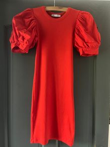 BNWT ZARA red bodycon puff sleeved dress size 6/8