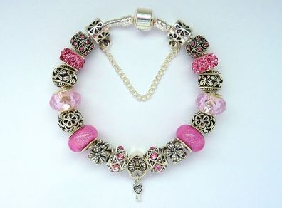 Pink Pandora Style Charm Bracelet