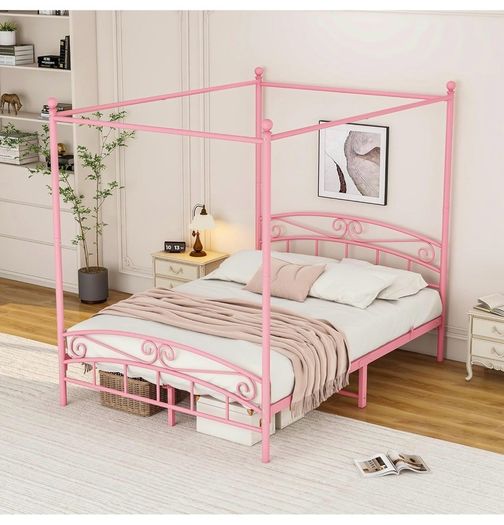 Bed Frame King Size with Ornate European Style Headboard & Footboard