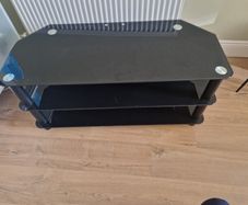 Black glass TV stand