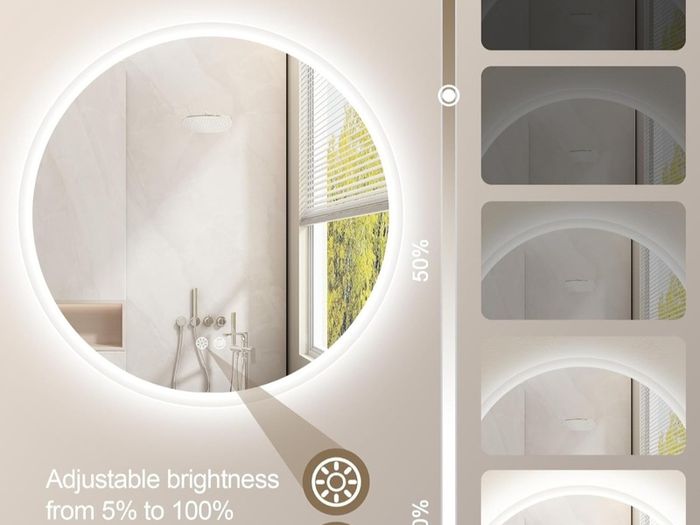 LED Bathroom Mirror 60cm Round Makeup Ensuite Fog Free Demister Vanity Bright Light Dual LED Memory Function Touch Switch