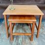 Two Nesting Honey Teak Side Occasional Tables made in Denmark Image 4