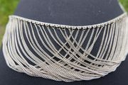 Vintage Disco Era 925 Sterling Silver Bib Necklace 27,4g  L-18"