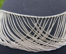 Vintage Disco Era 925 Sterling Silver Bib Necklace 27,4g  L-18"