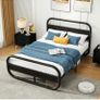 Double Size Bed Frame with Headboard,Oval-Shaped Platform Bed with Under-Bed Image 8