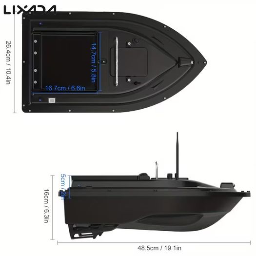 GPS Fishing Bait Boat with Large Capacity Containers Wireless Bait Boat with 16-points GPS Positioning Function 2kg Bait Capacity with 400-500m Remote Range with Storage Bag