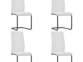 Cantilever Dining Chairs 4 pcs White Faux Leather