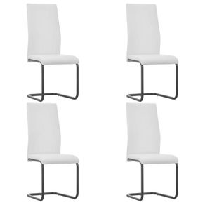 Cantilever Dining Chairs 4 pcs White Faux Leather