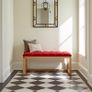 Red Velvet Tufted Wooden Bench 100x40cm Image 4