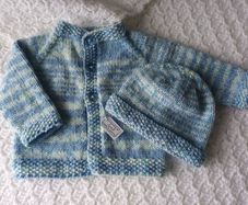 Hand Knit Baby Cardigan & Hat: 0-3 Months