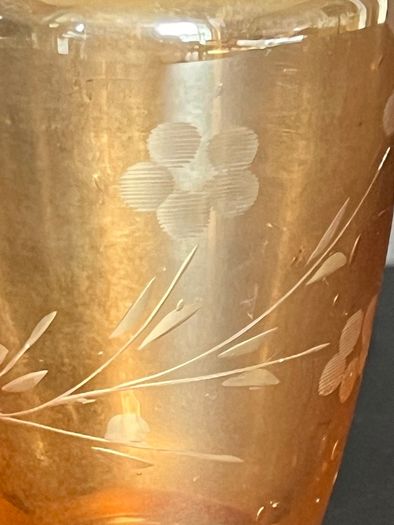 Vintage Amber Carnival Glass  Vase PRICE DROP