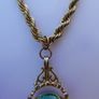 Vintage Gold Plated Lariat Necklace Jade Spinner Image 4