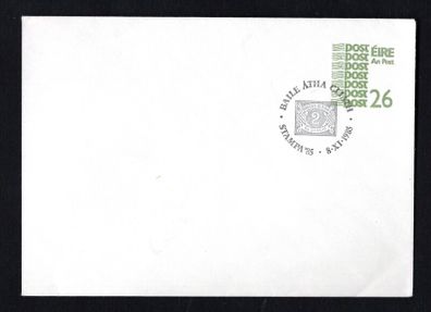 1985 Ireland Stampa 85 show cancels of 8th November 1985 on 26p An Post pre-paid envelope