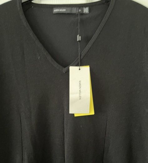 New With Tags Karen Millen Black Frill Hem Tunic Knit Mini Jumper Dress