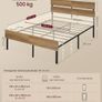 Double Bed Frame with LED Lighting USB A and USB-C Port Underbed Storage Metal Frame Image 2