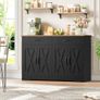 Sideboard, 120 cm Wide Kitchen Cabinet with Worktops, Kitchen Buffet Storage Cabinet with 2 Drawers and 4 Doors, Living Room, Kitchen, Hallway, Black & Brown Image 6