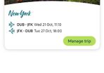 travel ticket jfk return. Name can be changed for 100 euro