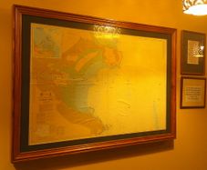 Large Framed Topographic \ Bathymetric \ Nautical Map of Dublin Bay