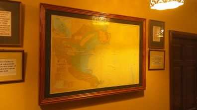 Large Framed Topographic \ Bathymetric \ Nautical Map of Dublin Bay