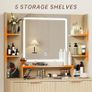 Dressing Table with Mirror and Lights, 3 Color Modes & Adjustable Brightness Modern Makeup Desk, Fluted Vanity Desk with 2 Drawers and 5 Storage Shelves, Bedroom Small Vanity Table Image 7