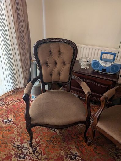 French Victorian Solid Mahogany chair set