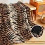 Luxury Decorative Faux Fur Blanket, Tiger Print Brown, Twin/Double  150x200cm, Soft Big Fluffy Bed Blanket, Shaggy Plush Farmhouse Couch Throw, Furry Fuzzy Blanket for Bedroom Living Room Image 3