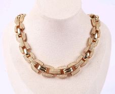 Christian Dior Pave Chain Link Collar Necklace Statement Chunky