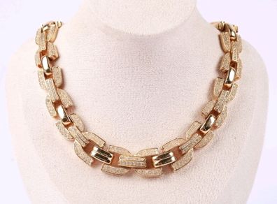 Christian Dior Pave Chain Link Collar Necklace Statement Chunky