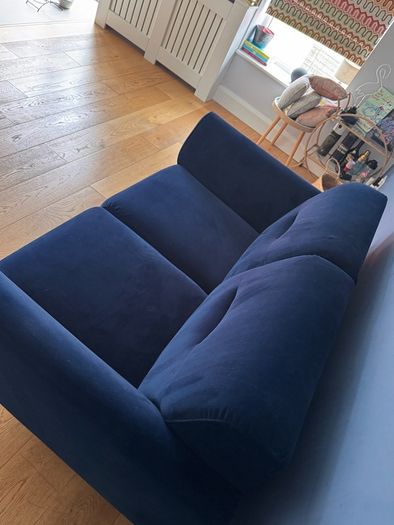 Navy velvet two seater sofa