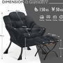 Armchair Living Room Comfy Armchair Reading Chair with Footstool Lazy Accent Chairs Bedroom Cuddle Chairs, for Living Room Bedroom Study Room Office, Black Image 3