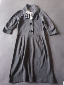 Toupy designer Brenda dress grey 50% WOOL size 38 UK 10 midi Paris BRAND NEW BNWT  was 149euro