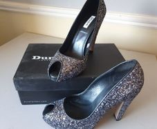 Dune sparkly pewter heels 6