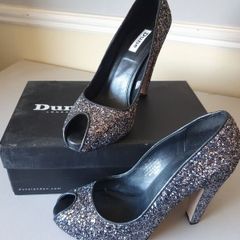 Dune sparkly pewter heels 6