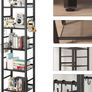 Bookshelf, Bookcase, 5-Tier Storage Shelf, Metal Shelving Unit, 8Pcs S Hooks, Modern Style, 36 x 27 x 146 cm, Corner Shelf, Display Units for Living Room, Bedroom, Office, Black Image 5
