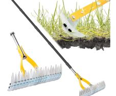 38cm Adjustable Head Weed Tool, Dethatcher Rake to Cleaning Dead Grass with 188cm Adjustable Handle, Steel Metal Thatching Rake for Grass, Garden, Yard